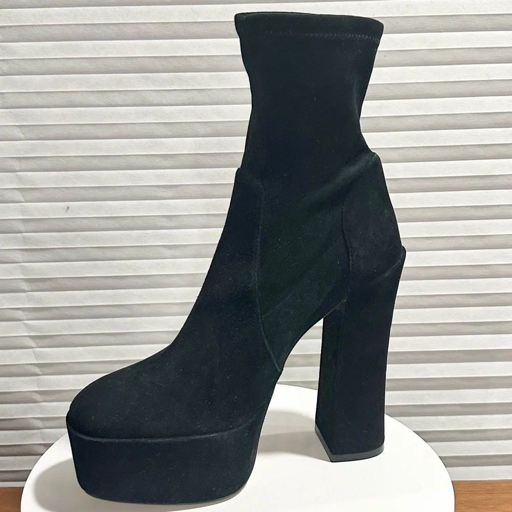 🌹STUART WEITZMAN🌹 Skyhigh Black Platform Booties In Black Size: 9 - Picture 5 of 14